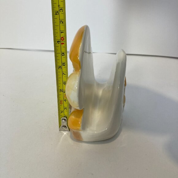 Vintage Retro 70s Mushroom Napkin Holder MCM Ceramic 4" Yellow White Kitchen - Picture 6 of 8